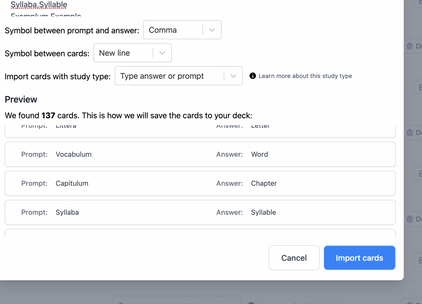 Import Existing Flashcards | Studius